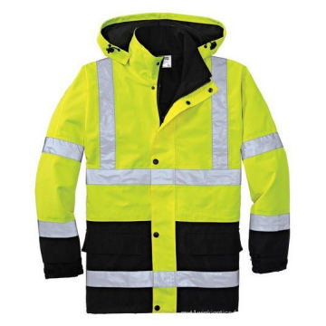 La veste jaune de sécurité de grippe de Vis salut se rencontrent en ANSI / ANSI